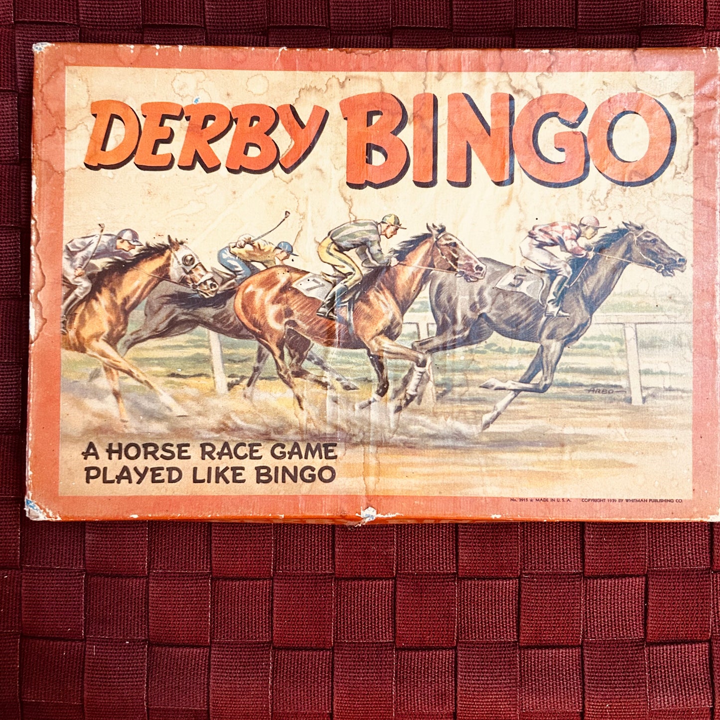 Vintage 1939 WHITMAN HORSE RACE DERBY BINGO BOARD GAME
